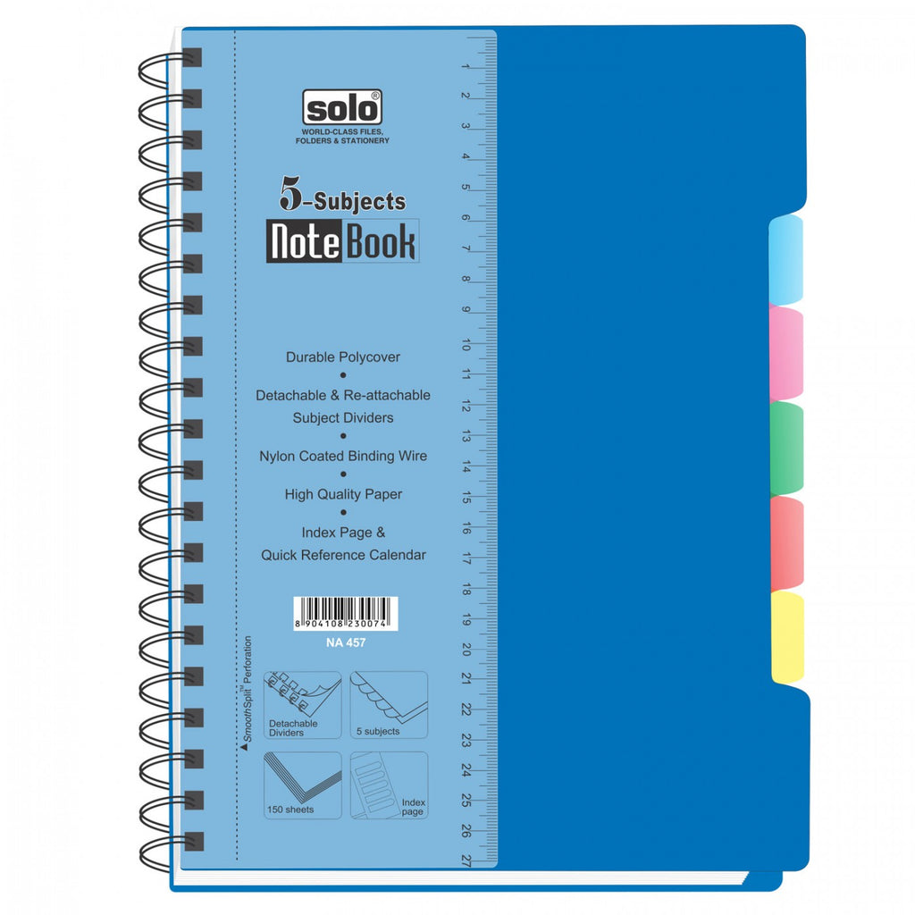 Detec™ Solo 5-Subjects Note Book 300 Pages 28*21.5cm NA457 Pack of 5