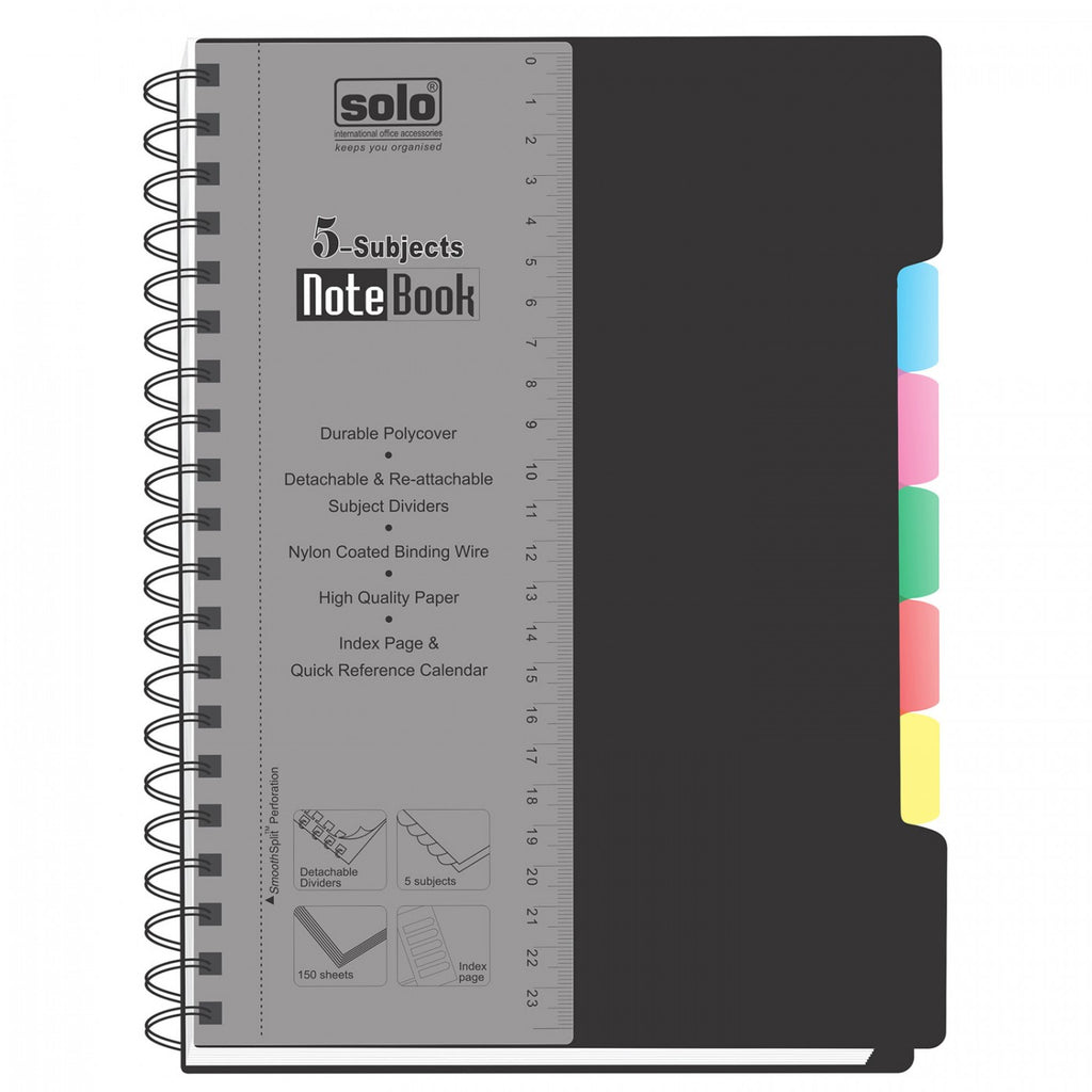 Detec™ Solo 5 Subjects Note Book 300 Pages A5 NA556 Pack of 10