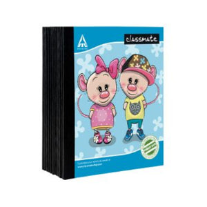 Classmate Notebook, 19.0 cm x 15.5 cm, 92 pages, Double Lines, Back Pressed - Center Stapled (Pack of 12)