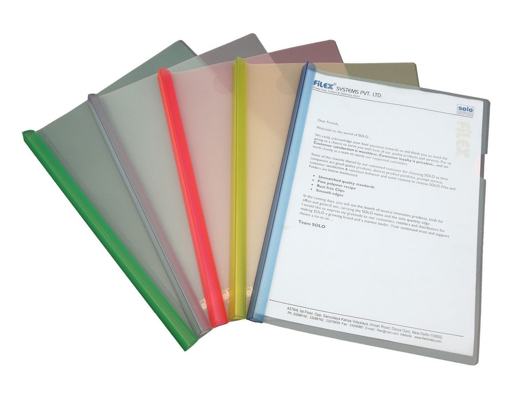 Solo RC 002 Report Cover Strip File Wide & Thick A4 Mix Colours