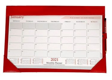 Sukeshcraft Table Planner 2021 with Velvet Base Size 18.5 X 13 inch Red