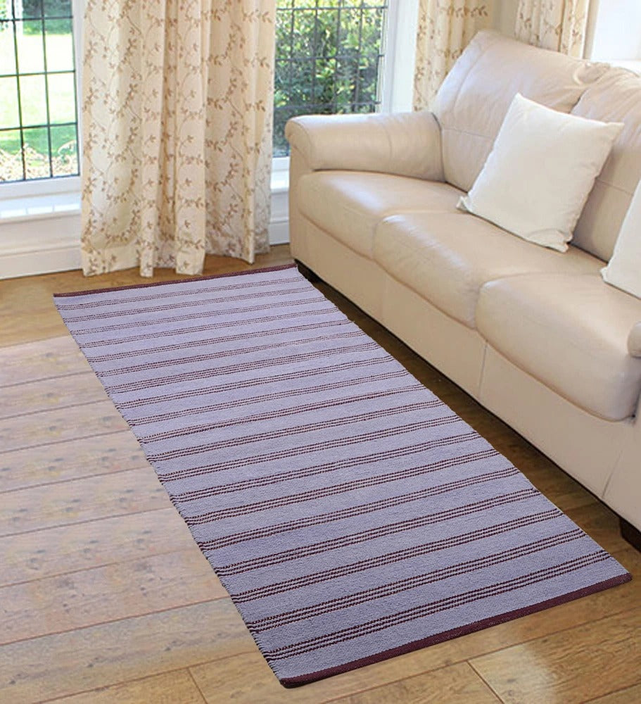 Saral Home Detec™ Stripe Design Cotton Rug - (70x170 Cms)