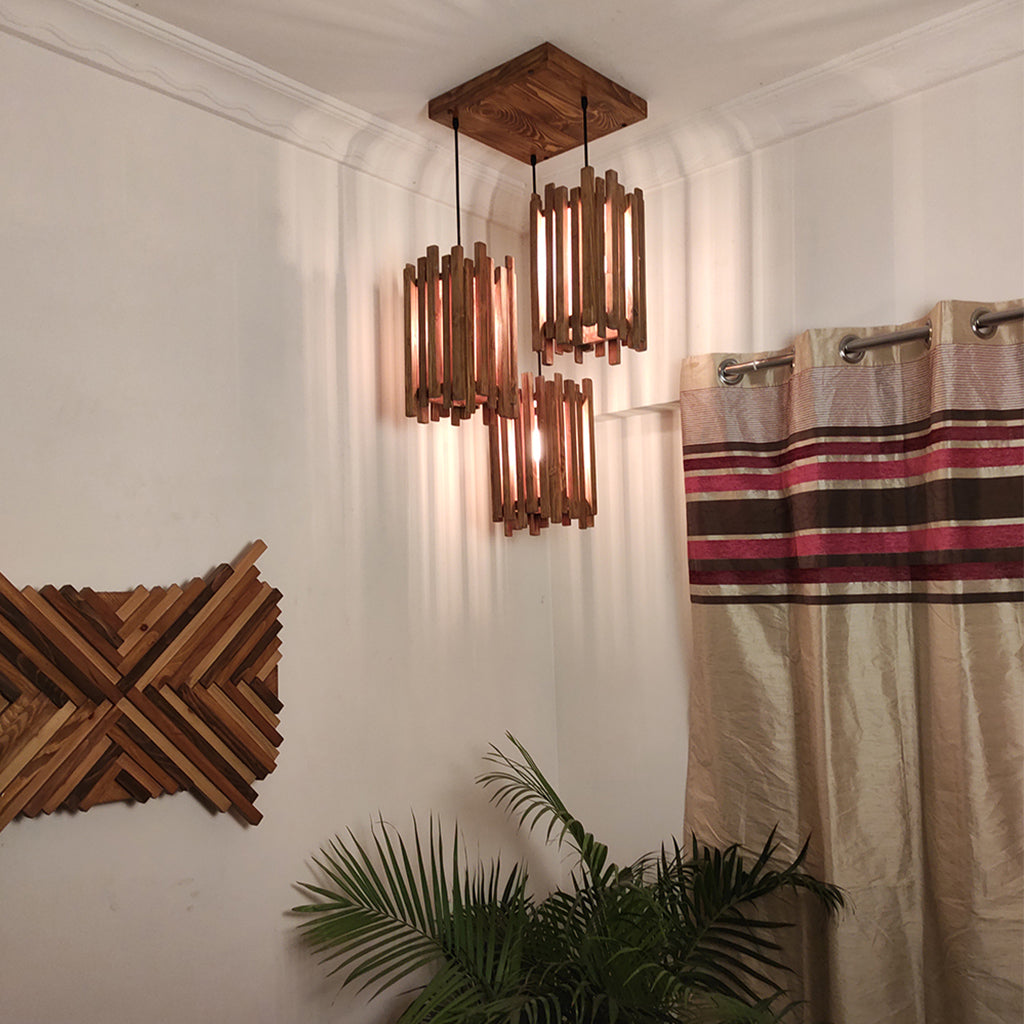 Detec™ Palisade Beige Wooden Cluster Hanging Lamp