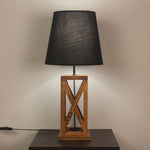 Load image into Gallery viewer, Symmetric Brown Wooden Table Lamp with Black Fabric Lampshade
