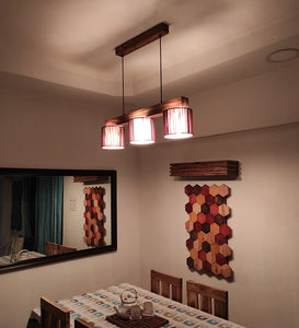 Tiga Brown Fabric Brown Wooden Series Hanging Lamp