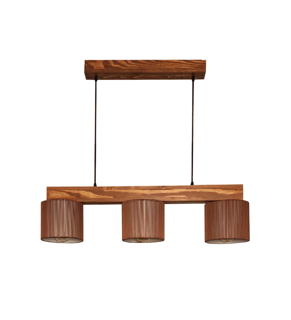 Tiga Brown Fabric Brown Wooden Series Hanging Lamp