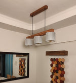 Load image into Gallery viewer, Tiga Silver Fabric Beige Wooden Series Hanging Lamp
