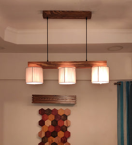 Tiga Silver Fabric Beige Wooden Series Hanging Lamp