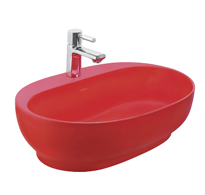 Cera Table Top Colour Wash Basins Cafe Silk Red