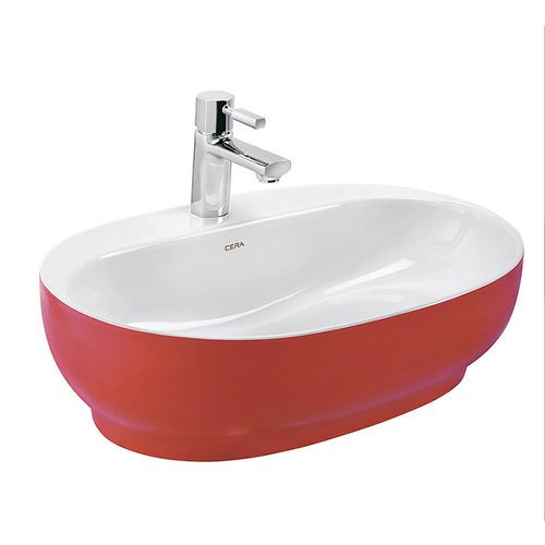 Cera Table Top Colour Wash Basins Cafe Duo Red Color