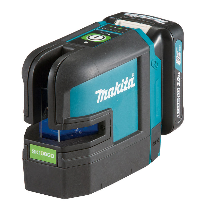 Makita SK106GD / SK106D 12V max CXT Li-Ion Rechargeable Green 4-Point Cross Line Laser 