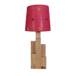 Load image into Gallery viewer, Skyline Beige Wooden Table Lamp with Red Printed Fabric Lampshade
