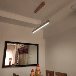Slimline 36 Beige Wooden LED Hanging Lamp