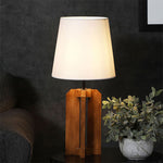 Load image into Gallery viewer, Stella Brown Wooden Table Lamp with White Fabric Lampshade
