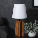 Load image into Gallery viewer, Stella Brown Wooden Table Lamp with White Fabric Lampshade
