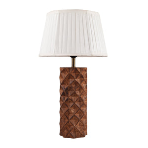 Detec Brown Patterend Cut Wood Table Lamp