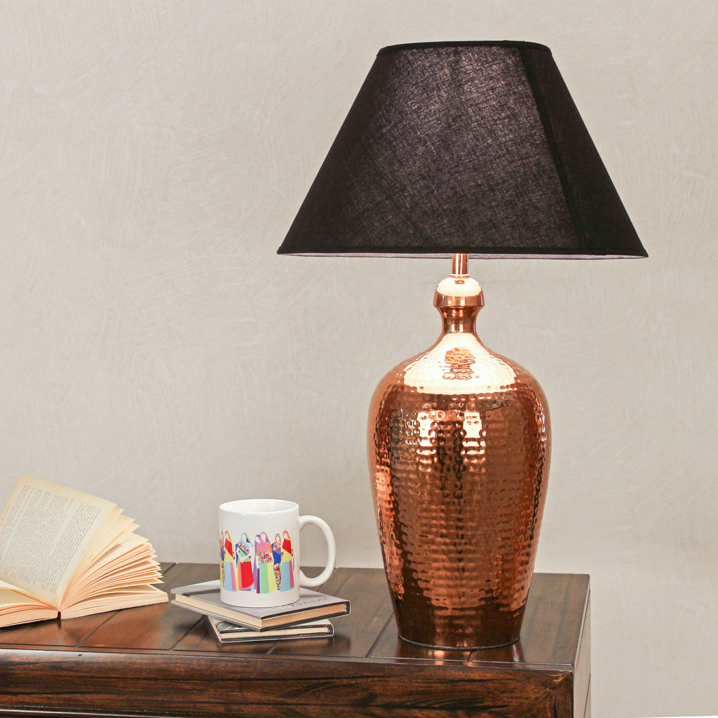 Detec Copper finished with black shade sophisticated table lamp