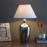 Load image into Gallery viewer, Detec Metal finished with black shade sophisticated table lamp
