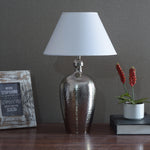 Load image into Gallery viewer, Detec Metal finished with black shade sophisticated table lamp
