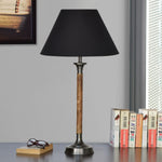 Load image into Gallery viewer, Detec Brown And Metal Grey Stand With Black Shade Table Lamp
