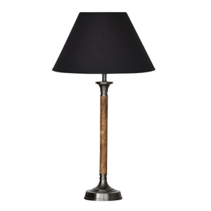 Detec Brown And Metal Grey Stand With Black Shade Table Lamp