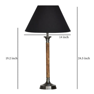 Detec Brown And Metal Grey Stand With Black Shade Table Lamp