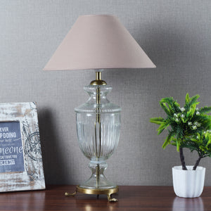 Detec Modern Glass Table Lamp With Beige shade