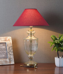 Detec Modern Glass Table Lamp With Maroon shade