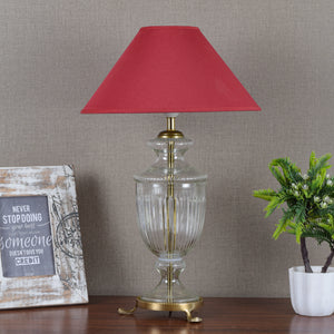 Detec Modern Glass Table Lamp With Maroon shade