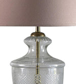 गैलरी व्यूवर में इमेज लोड करें, Detec Beige Cotton Shade Table Lamp with Clear Glass Base

