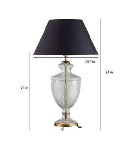 Detec Black Cotton Shade Table Lamp with Clear Glass Base