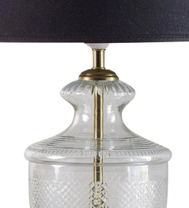 Detec Black Cotton Shade Table Lamp with Clear Glass Base