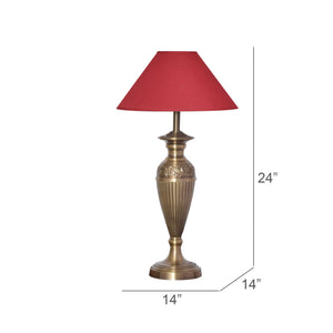  Detec Maroon Brass Table Lamp