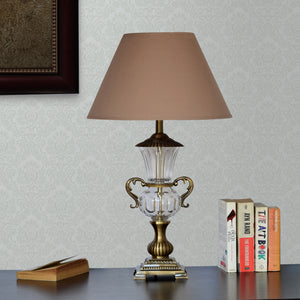 Detec Beige Fabric Shade With Brass Table Lamp