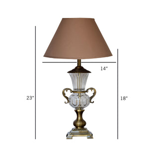 Detec Beige Fabric Shade With Brass Table Lamp