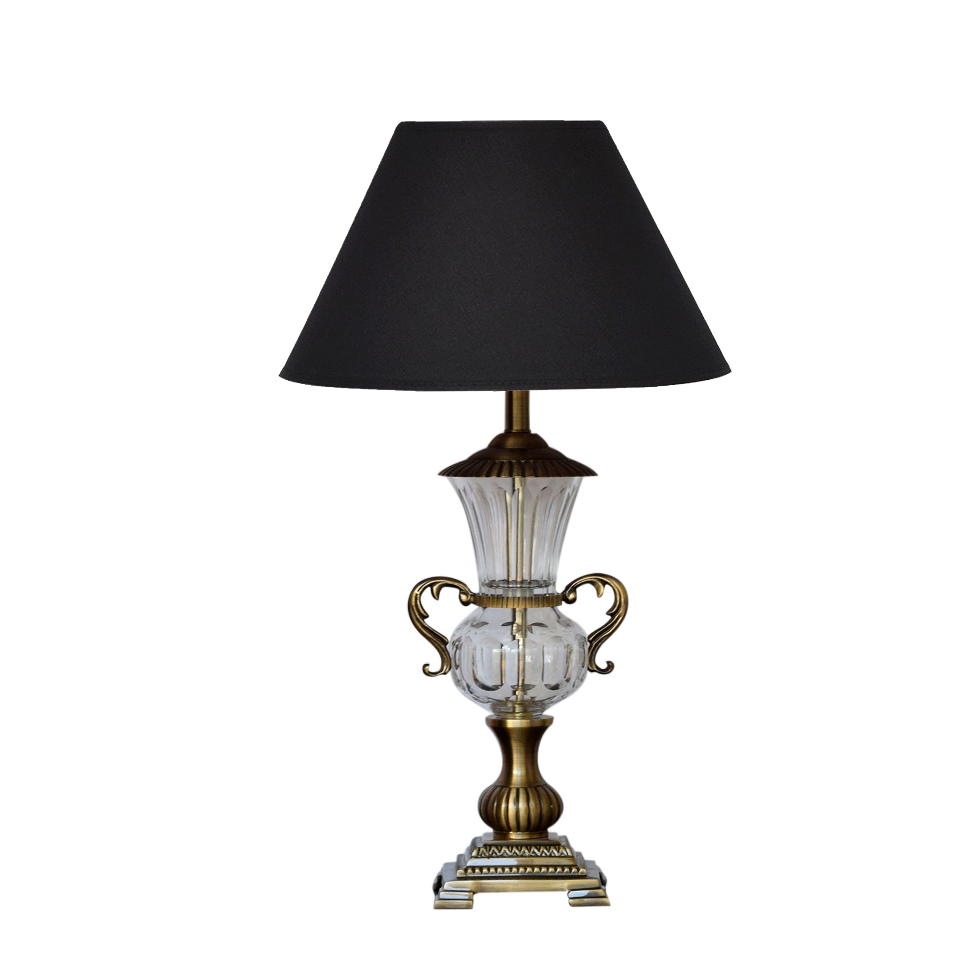 Detec Black Fabric Shade With Brass Table Lamp