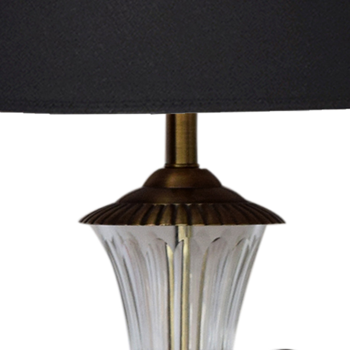 Detec Black Fabric Shade With Brass Table Lamp