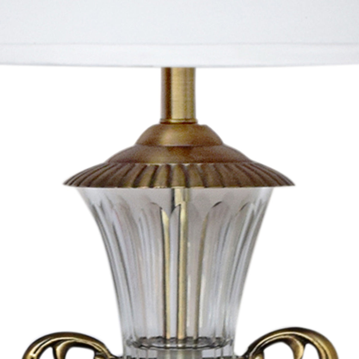Detec White Fabric Shade With Brass Table Lamp