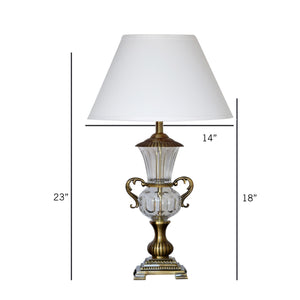 Detec White Fabric Shade With Brass Table Lamp