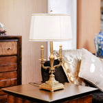 Load image into Gallery viewer, Detec White Fabric Shade Table Lamp with Gold Base
