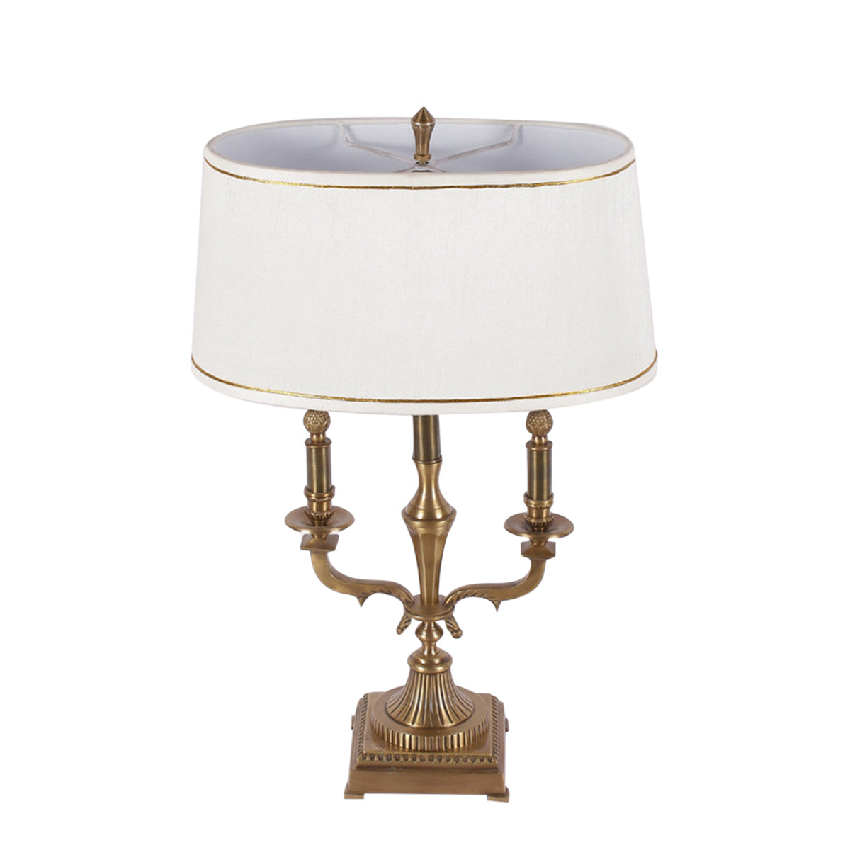 Detec White Fabric Shade Table Lamp with Gold Base