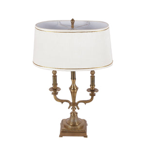 Detec White Fabric Shade Table Lamp with Gold Base