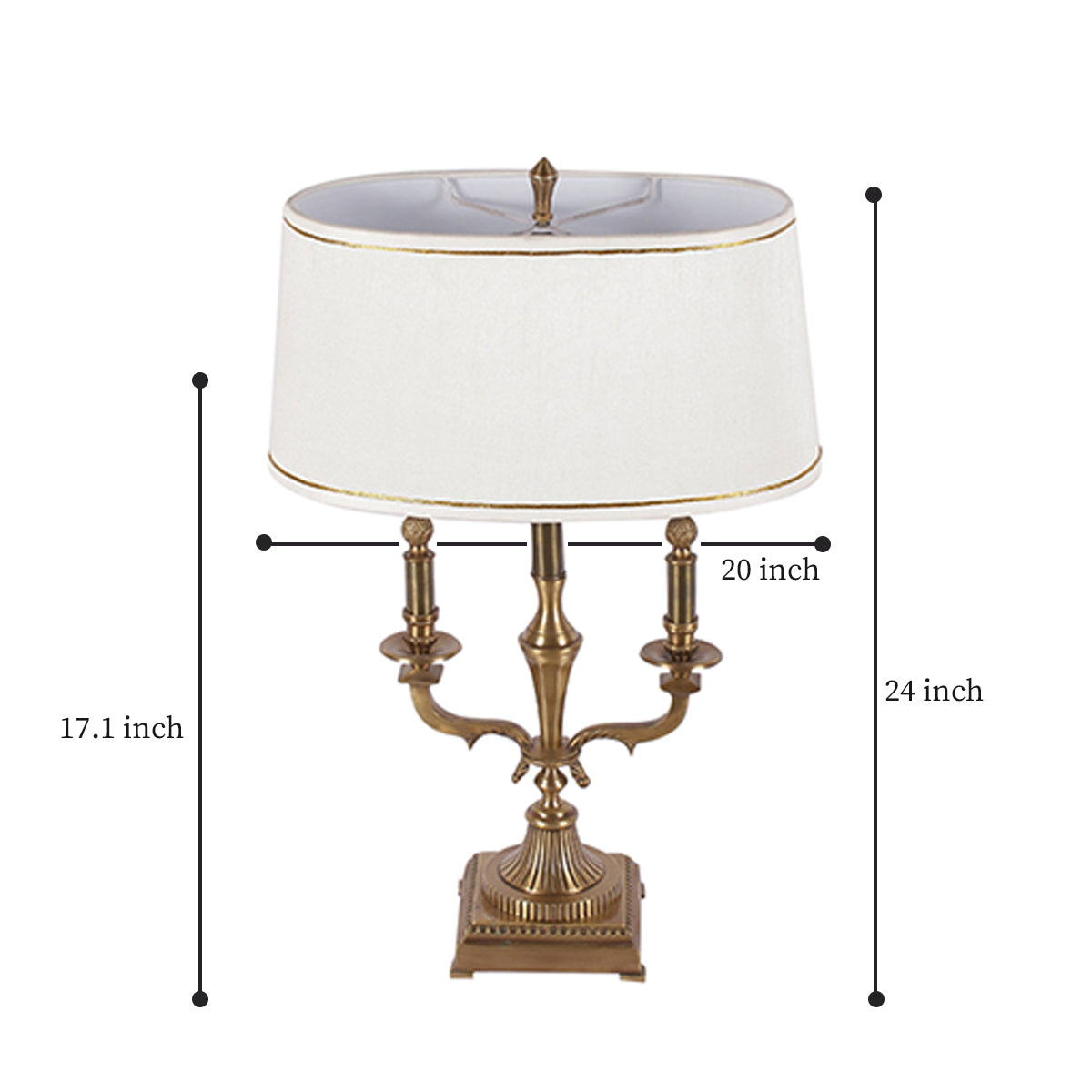 Detec White Fabric Shade Table Lamp with Gold Base