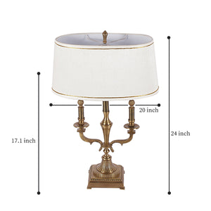 Detec White Fabric Shade Table Lamp with Gold Base