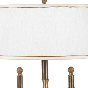 Detec White Fabric Shade Table Lamp with Gold Base