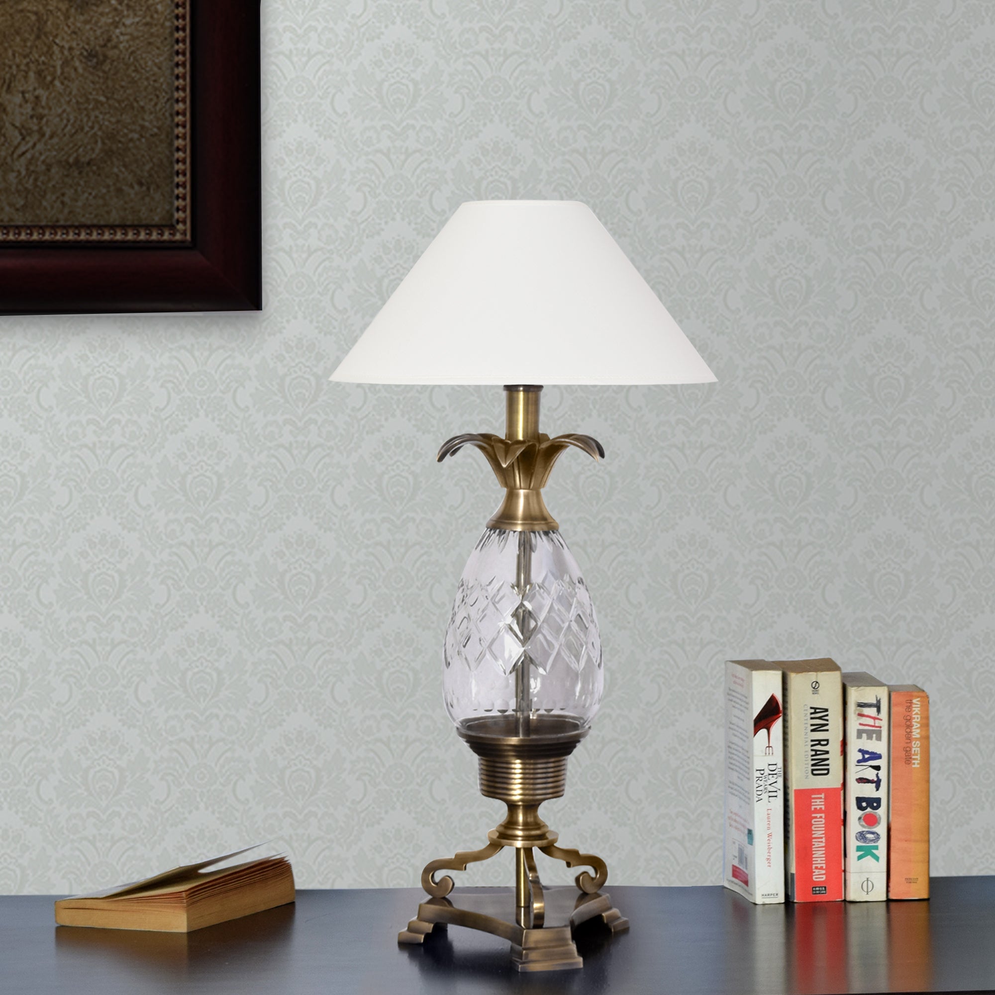 Detec Modern White Fabric Shade Table Lamp