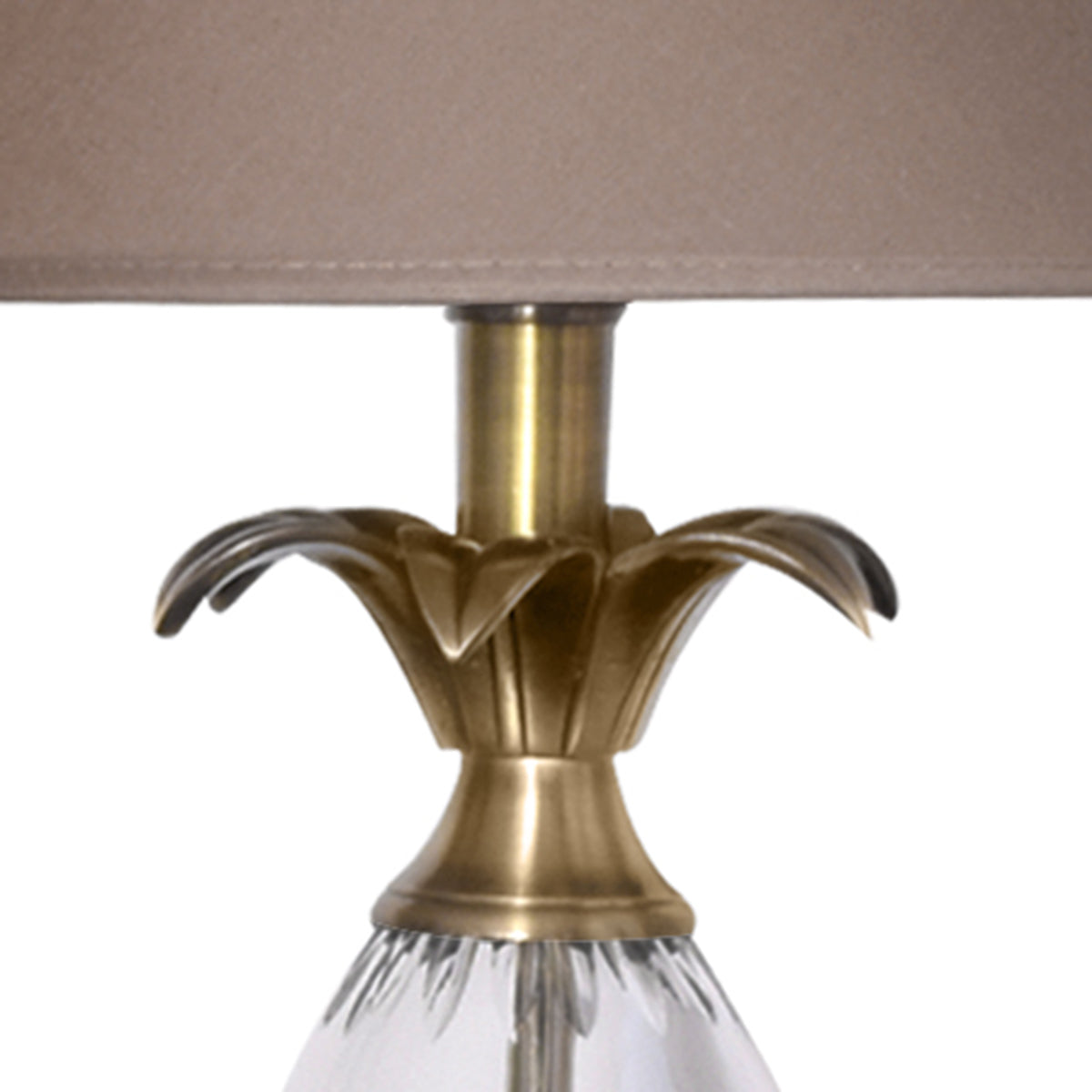 Beige Fabric Shade Table Lamp with Brown Base