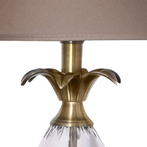 Beige Fabric Shade Table Lamp with Brown Base