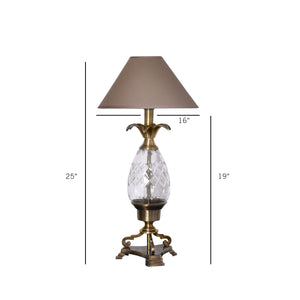 Beige Fabric Shade Table Lamp with Brown Base