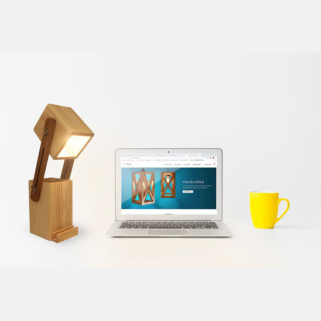 Detec™ टोबी लकड़ी का टेबल लैंप डेस्क ऑर्गनाइज़र के साथ